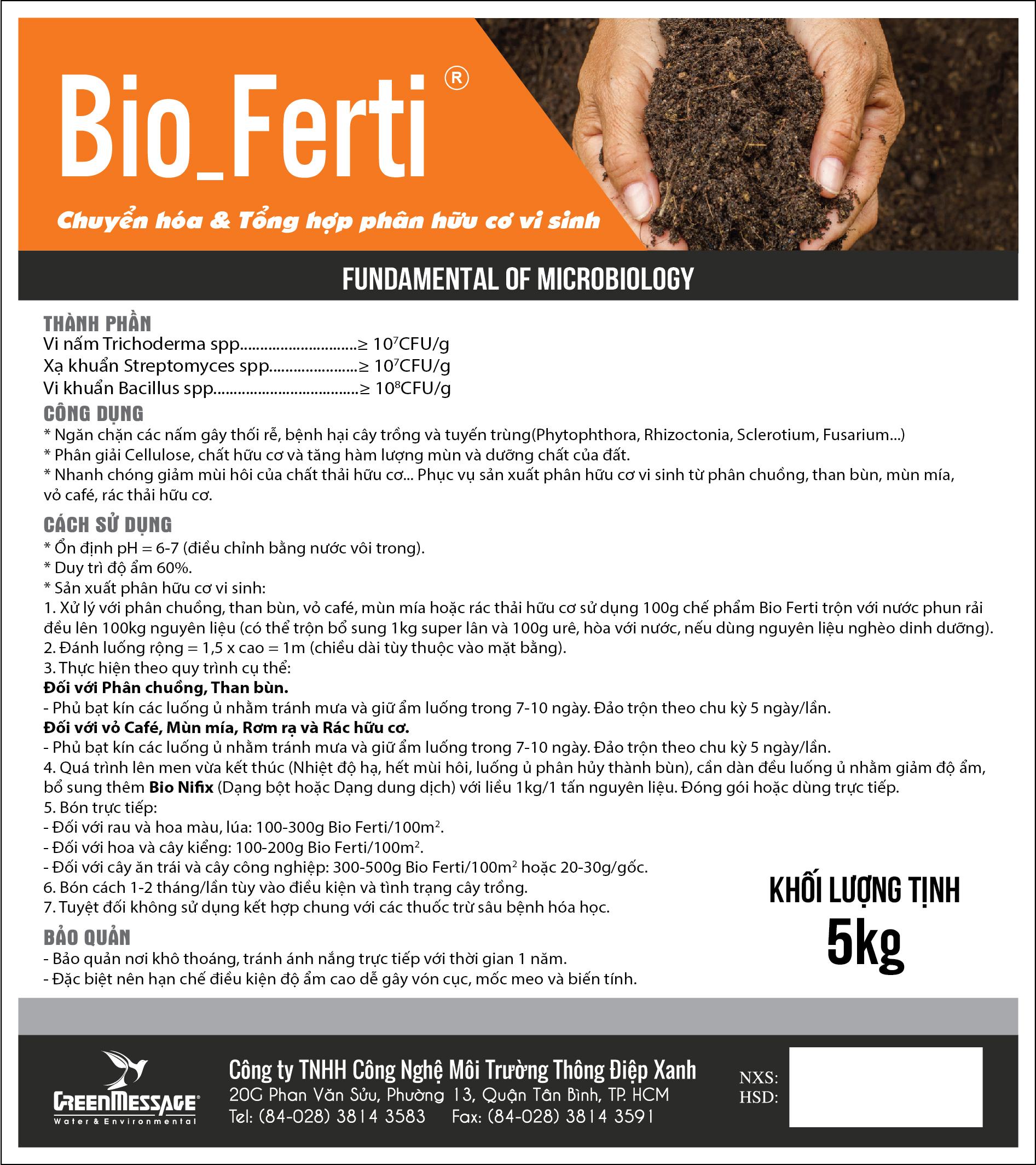 Bio_Ferti - Chế phẩm vi sinh chuyển hóa và tổng hợp phân hữu cơ vi sinh