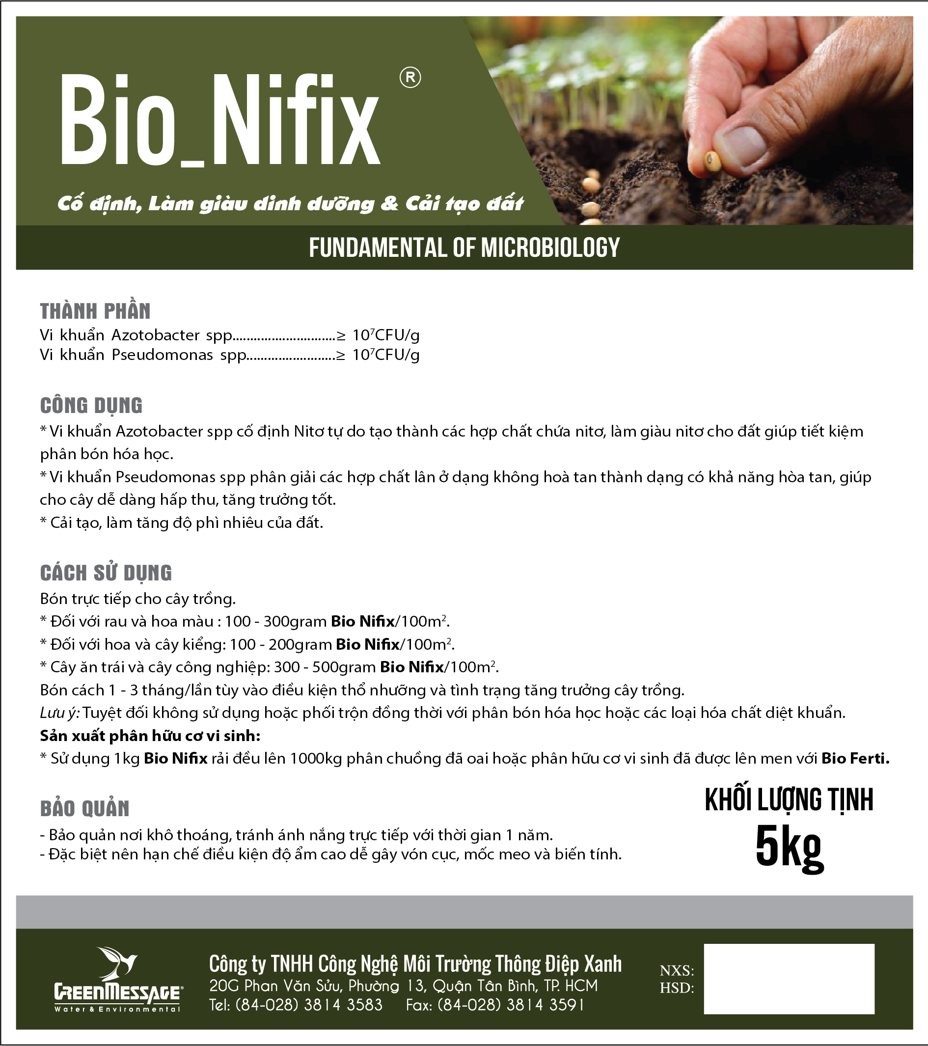 Bio_Nifit - Chế phẩm vi sinh cố định, làm giàu dinh dưỡng và cải tạo đất (Dạng rắn)