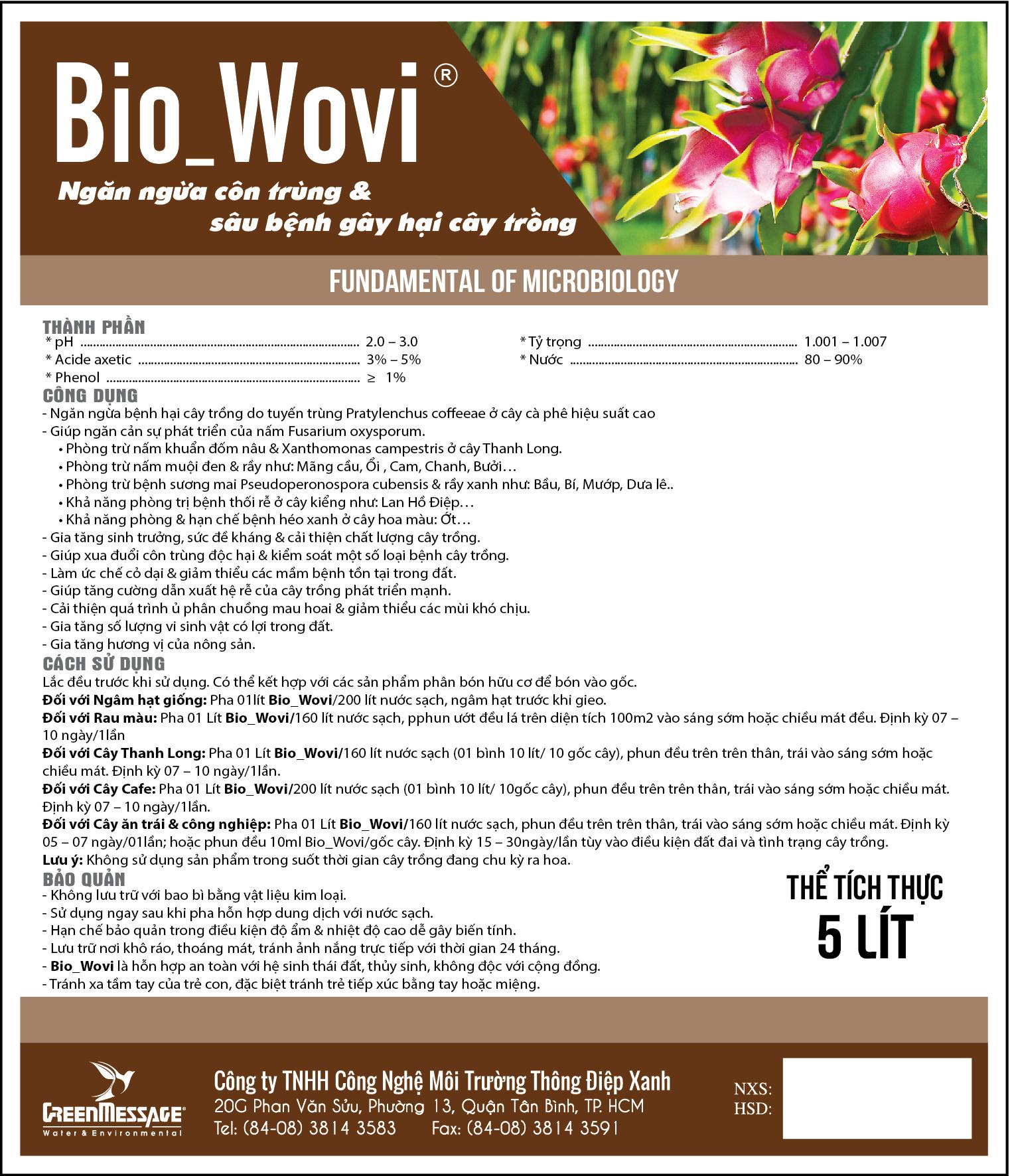 Bio_Wovi - Ngăn ngừa côn trùng và sâu bệnh gây hại cây trồng (Thanh long)