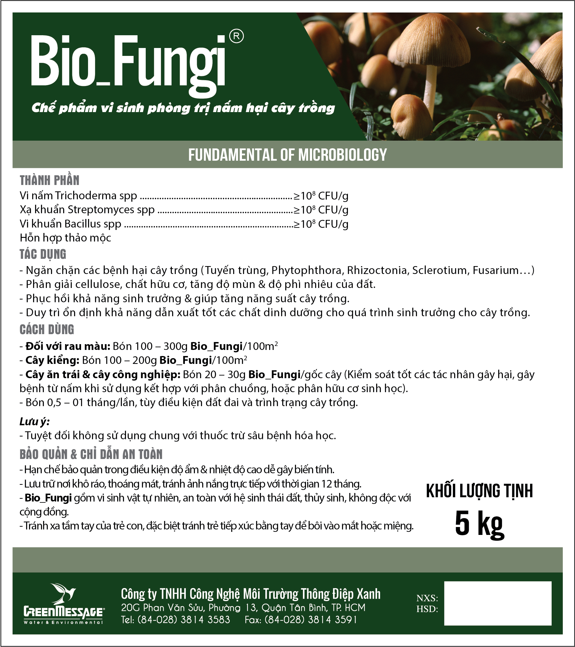Bio_Fungi - Chế phẩm vi sinh phòng trị nấm hại cây trồng (Dạng rắn)