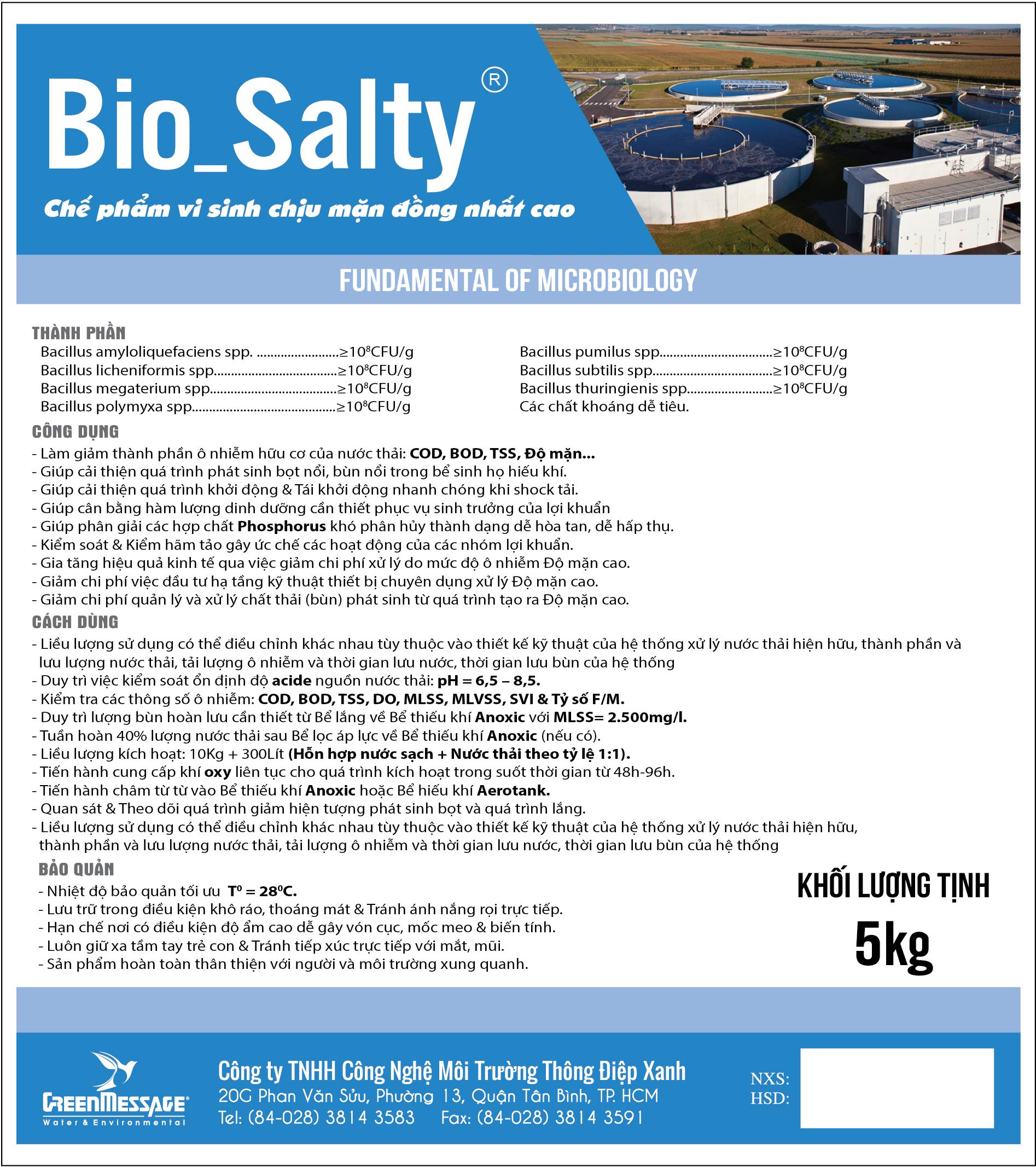 Bio_Salty - Chế phẩm vi sinh chịu mặn đồng nhất cao